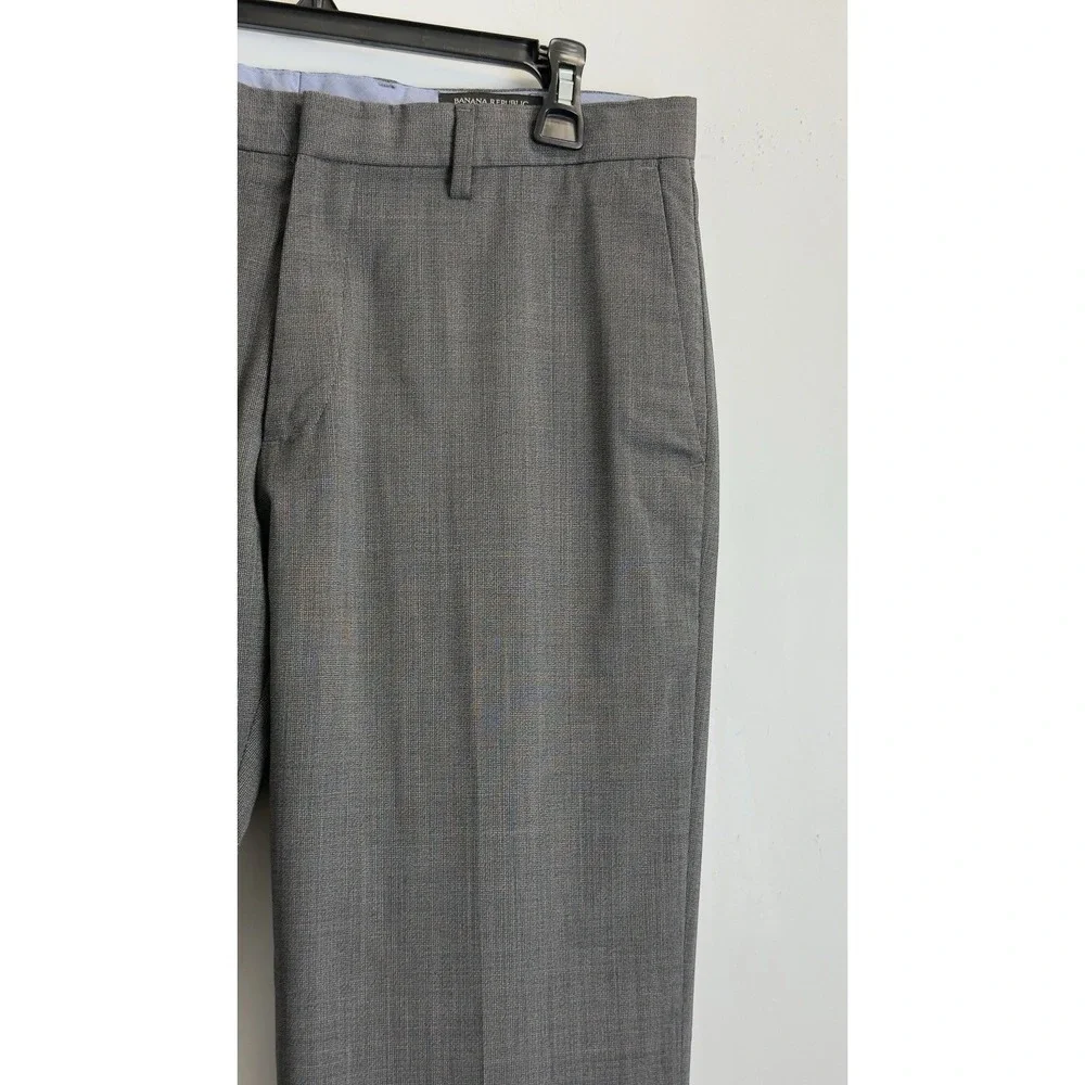 Banana Republic Dress Pants‎ Mens 33x32 Grey 100% Wool Tailored Slim Fit Classic